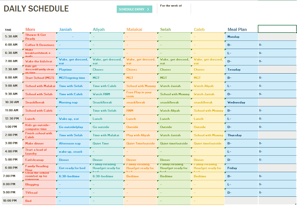 homeschool daily schedule example