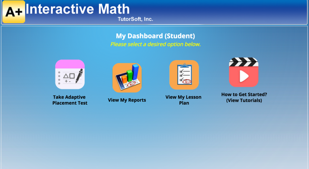 online math a plus tutorsoft screen shot