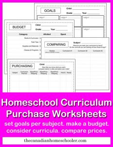 Choosing Curriculum and free homeschool curriculum worksheets