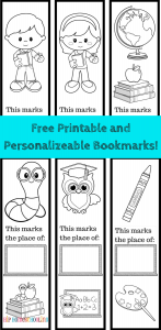 free printable bookmarks to color and personlize