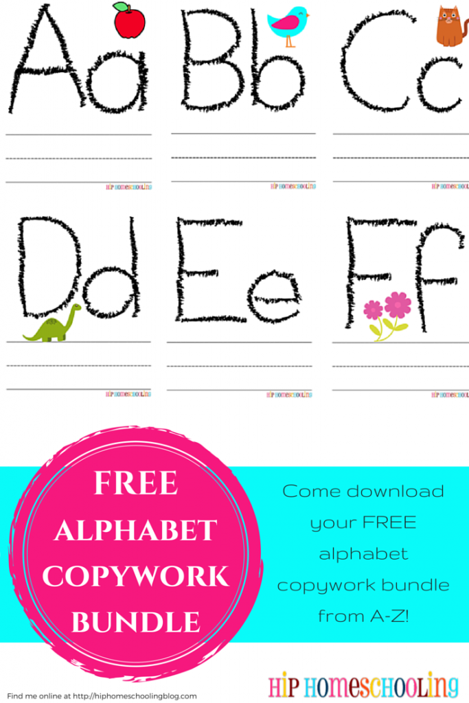 FREE alphabet copywork bundle from A-Z! Come download yours now, no strings attached!