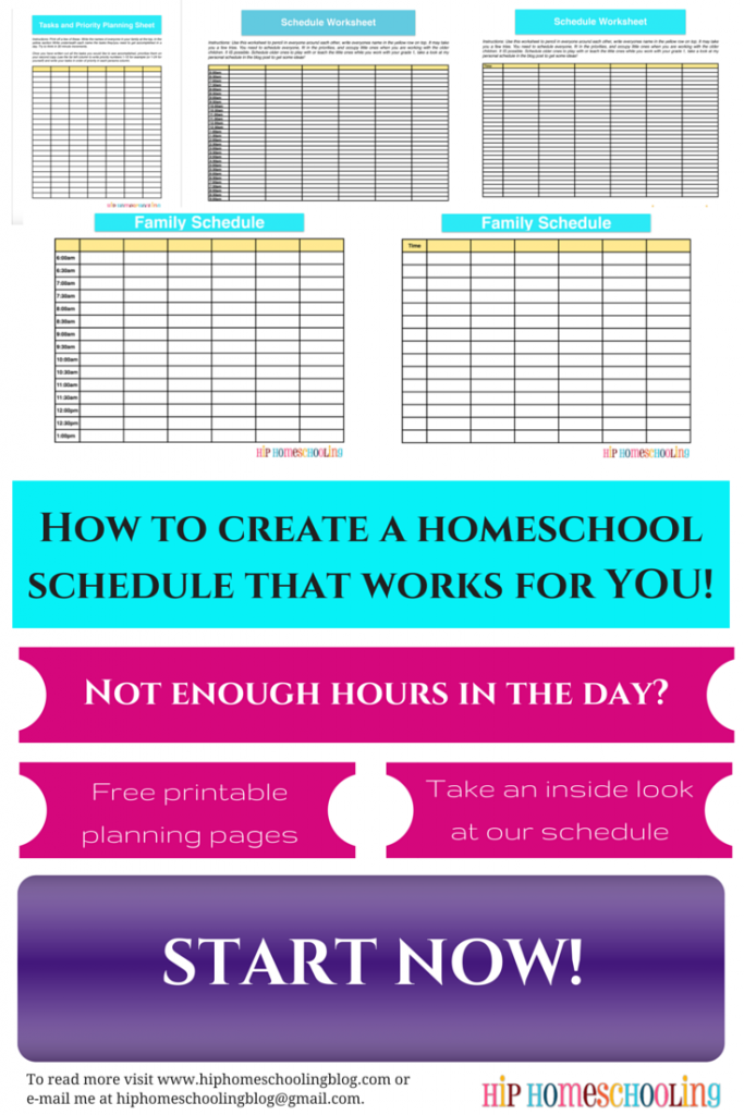 How to create a homeschool schedule that works for YOU with free printable planning worksheets and an inside look at our schedule with a family of 7! homeschool schedule | free printable homeschool schedule | free printable schedule planner | free printable planner worksheets | homeschool | homeschooling | homeschooling printables | homeschool planning | homeschool tips | homeschool ideas | homeschooling printables | homeschool routine 