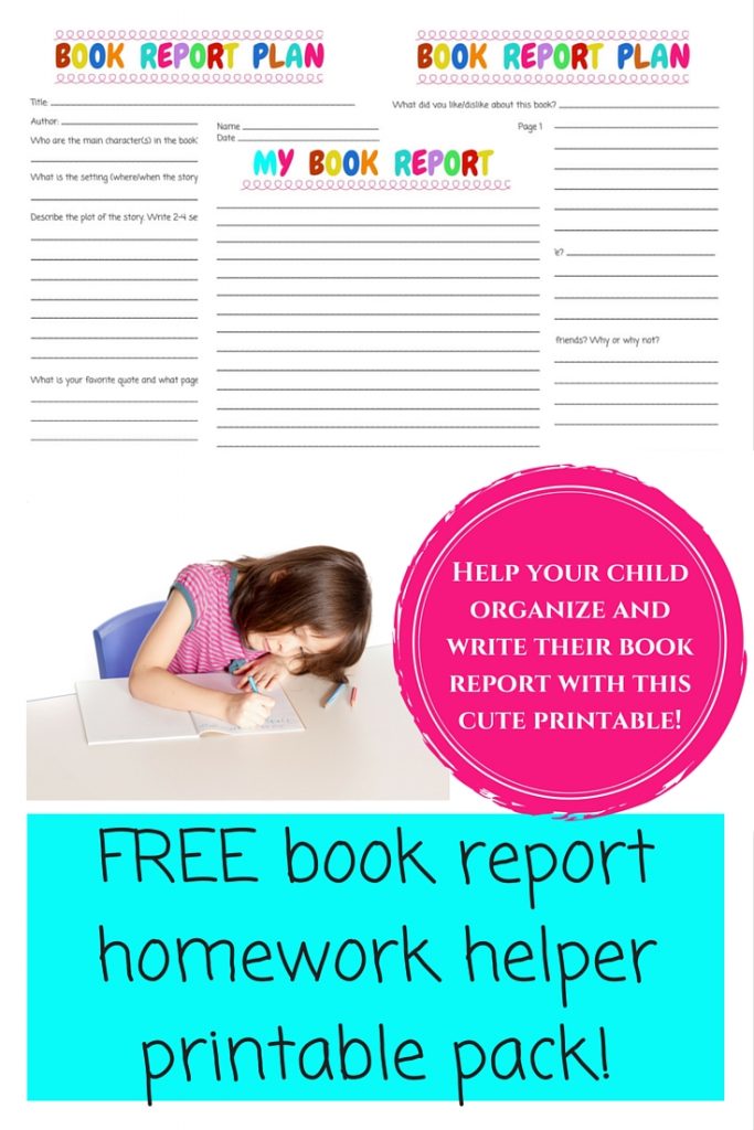 FREE Book report homework helper printable pack!