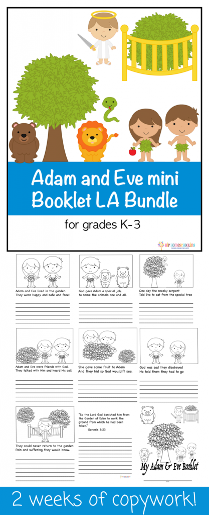 free printable copywork mini book: adam and eve