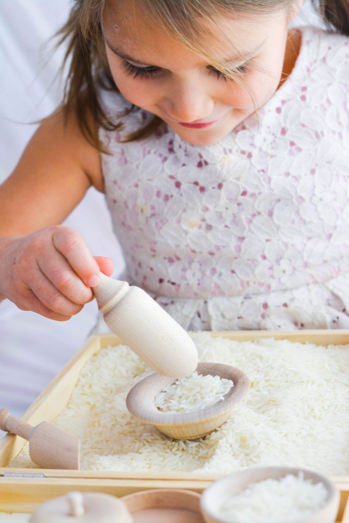 Montessori at Home with this high quality wooden sensory box starter kit!
