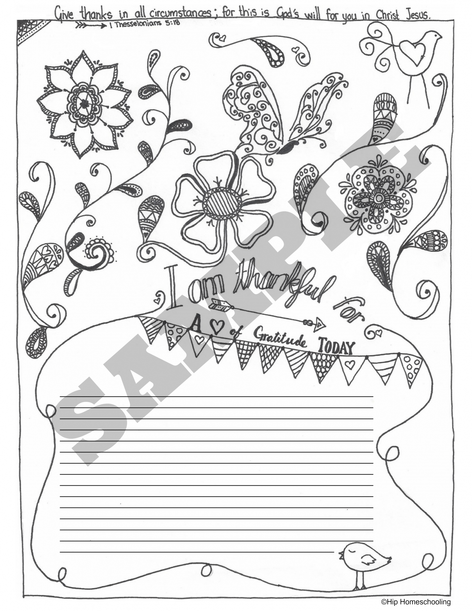 Free Gratitude Journal Template PLUS coloring page