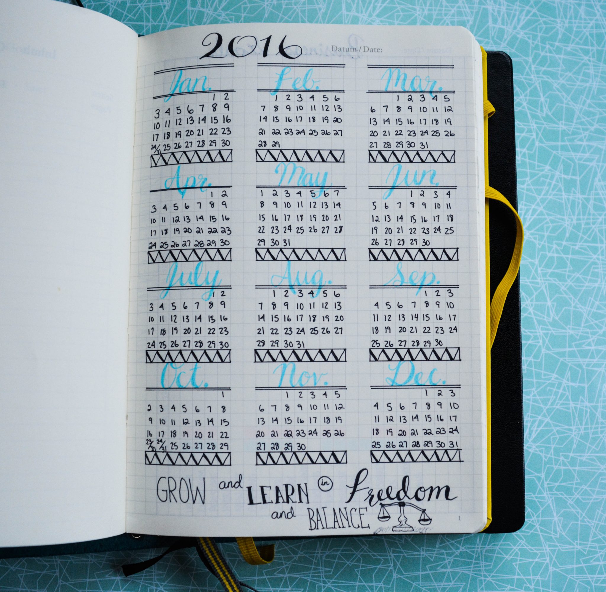 Bullet Journal Year at a Glance. I love bullet journaling!