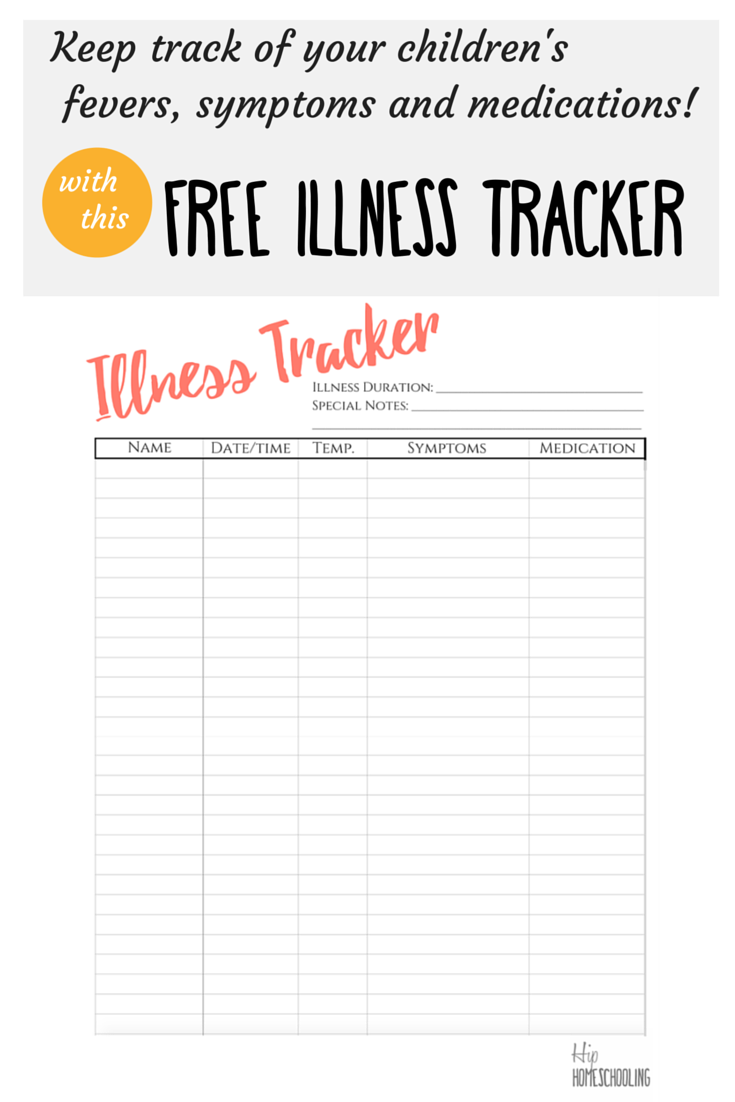 free illness tracker to keep track of your children's fevers, symptoms and medications! This is awesome, go to the doctors office prepared! medication chart | 