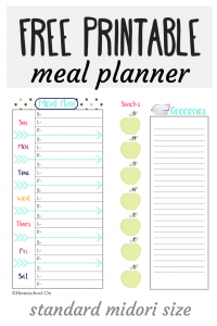 Check out this free meal planner and grocery list Midori Insert!