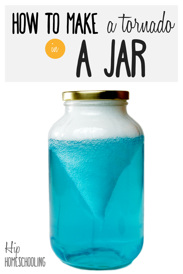 how to make a tornado in a jar with this fun science experiment for kids, perfect for homeschooling science! An engaging educational project that will be done with no mess or fuss in 5 minutes! Check it out!