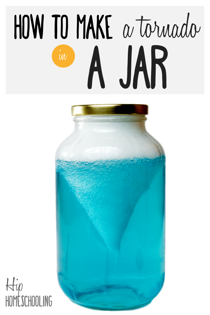 how to make a tornado in a jar with this fun science experiment for kids, perfect for homeschooling science! An engaging educational project that will be done with no mess or fuss in 5 minutes! Check it out! 