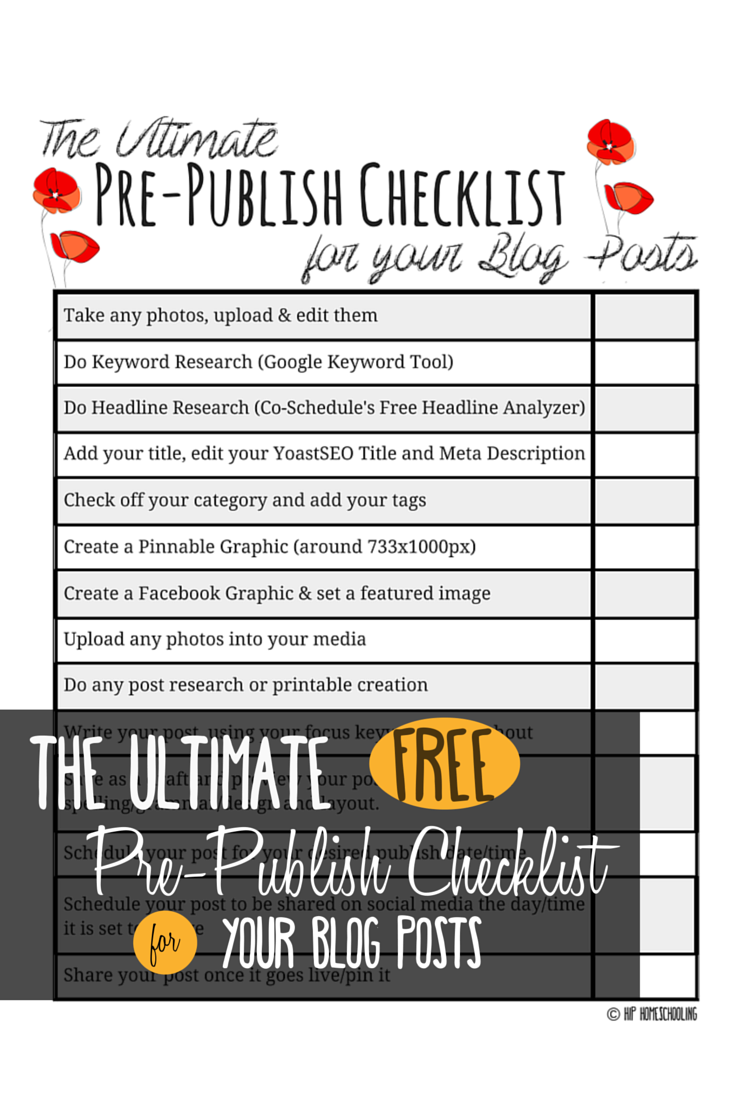 The Ultimate free printable blog post checklist: blogging | blogging tips | blogging for beginners | blogging checklist