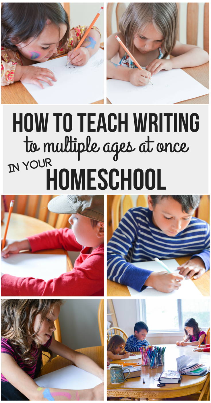 How to Teach Writing to multiple ages at once in your homeschool | writing curriculum | writing program | elementary writing | brave writer | bravewriter | brave writer review | how to use brave writer with multiple kids | brave writer lifestyle | free write | freewrite | homeschool language arts | elementary language arts | curriculum review | homeschool curriculum | homeschooling | grade 1 language arts | large family homeschooling | curriculum for large families | secular homeschool curriculum | secular language arts | grade 2 language arts | reluctant writer | reluctant writers | grade 3 language arts | how to teach writing