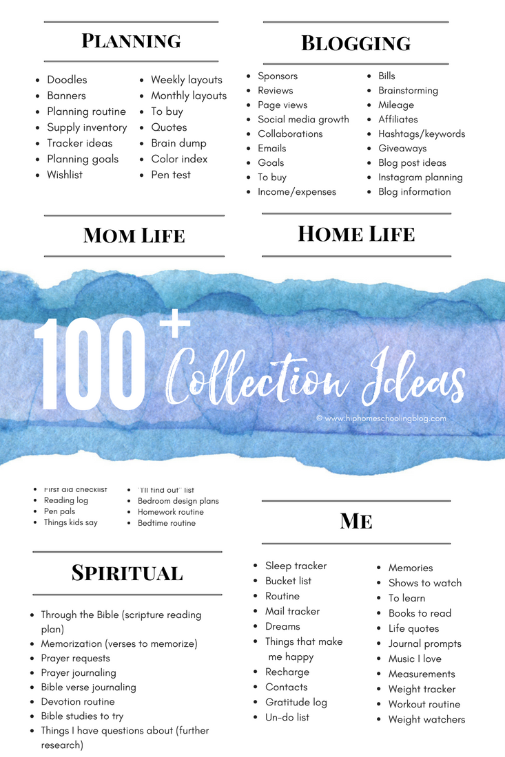 100+ Bullet Journal Collection Ideas (this is a HUGE list and a free printable that you can pop in your planner if you want!). bullet journal collections | bullet journal collection ideas | bullet journal collection layout | bullet journal collection inspiration | bullet journal collection list | bullet journaling | bullet journaling ideas | bullet journal ideas | bujo collections | bujo collection ideas | bujo collection inspiration | bujo collection list
