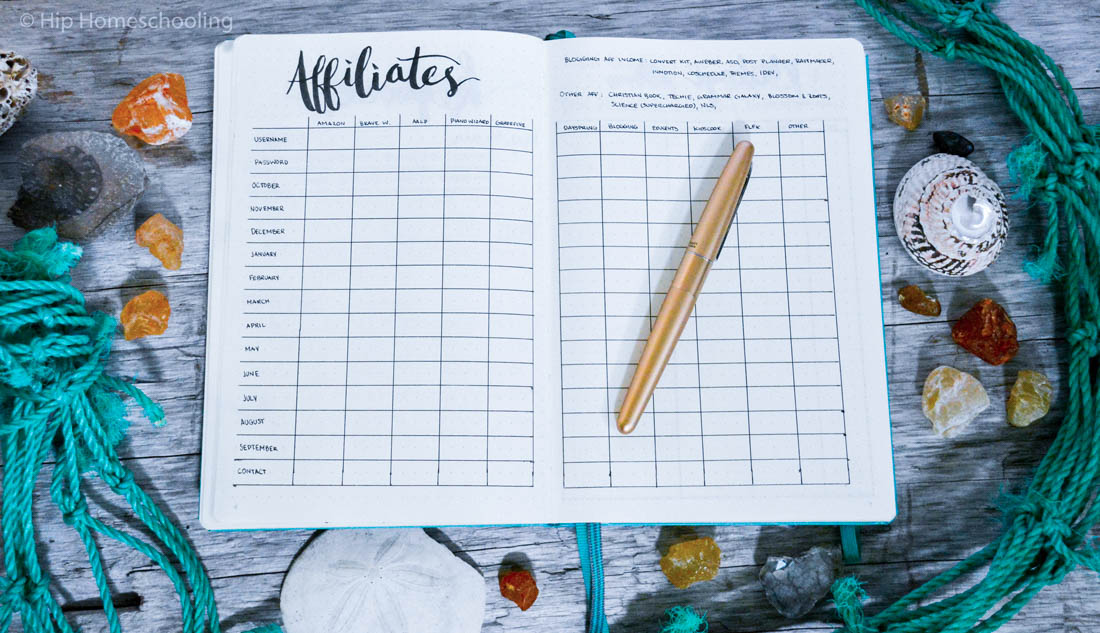 business bullet journal: affiliates collection