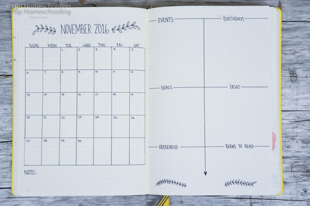 Bullet Journal Monthly Spread Ideas