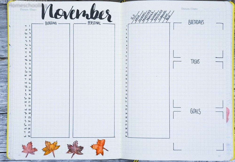 5 Creative Monthly Spread Layouts for your Bullet Journal